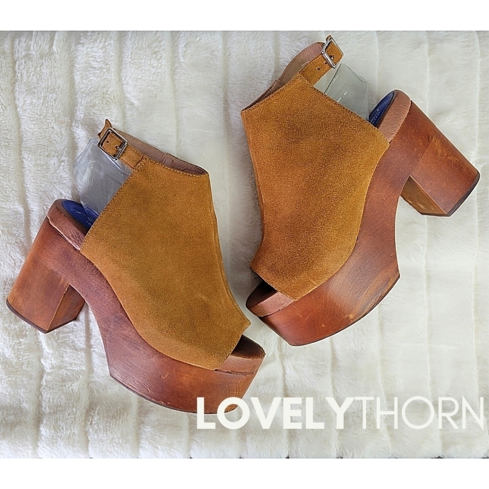 JEFFREY CAMPBELL // ltd ed free people collab suede wooden platform block heels - Picture 5 of 16
